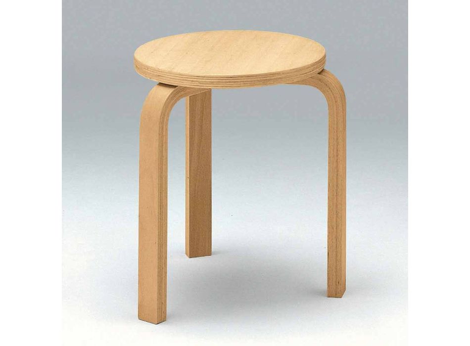 Low Stackable Stool in Natural Beech Wood Made in Italy - Cassiopea Viadurini
