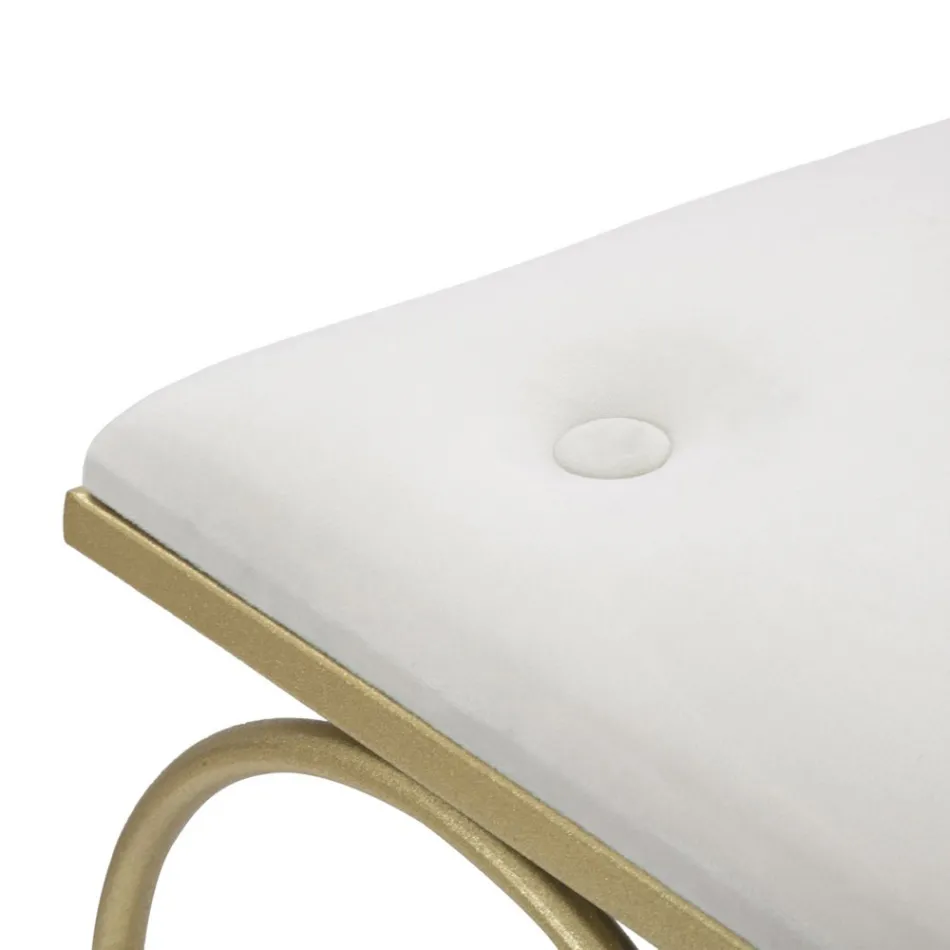 Low Iron Stool Gold Finish with Fabric Seat - Dimentico Viadurini