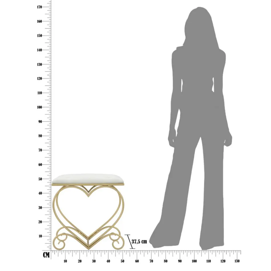 Low Iron Stool Gold Finish with Fabric Seat - Dimentico Viadurini