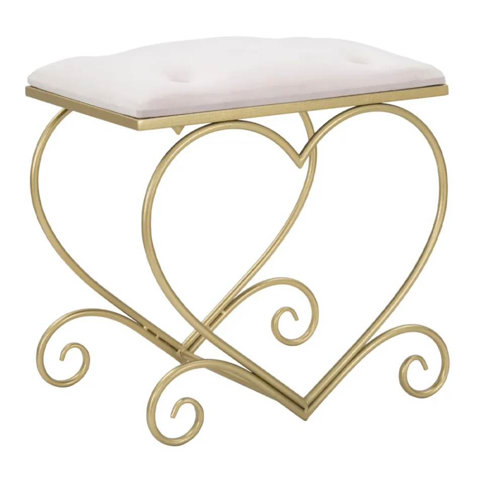 Low Iron Stool Gold Finish with Fabric Seat - Dimentico Viadurini