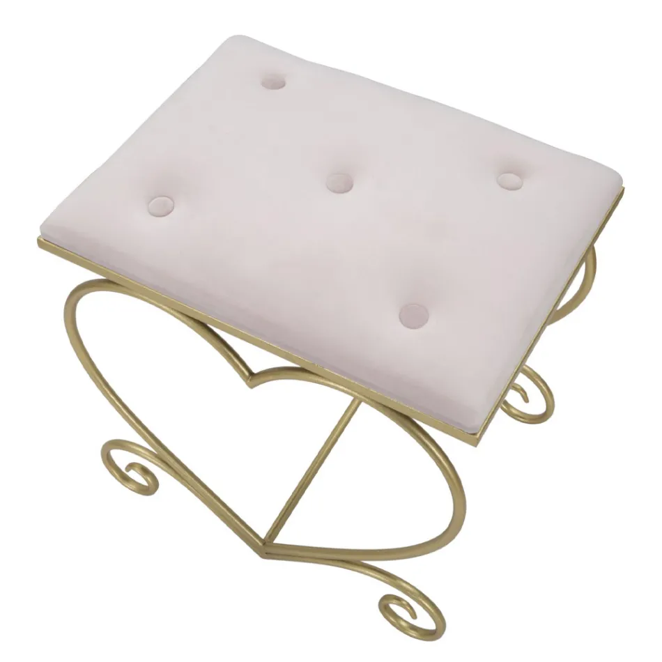 Low Iron Stool Gold Finish with Fabric Seat - Dimentico Viadurini