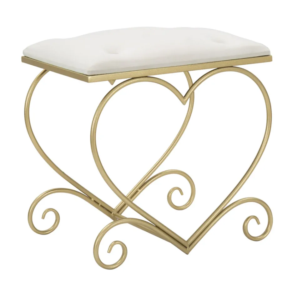 Low Iron Stool Gold Finish with Fabric Seat - Dimentico Viadurini