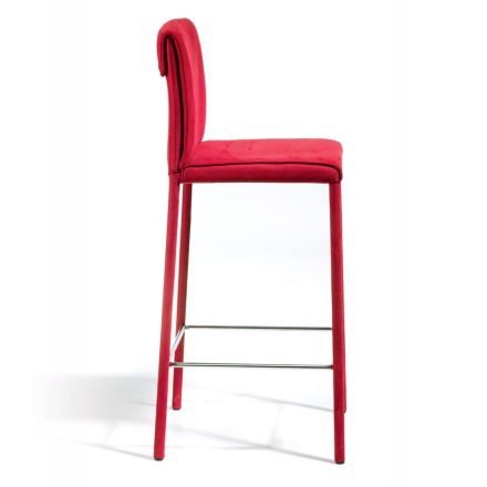 Stool Completely Upholstered in Red Technofiber Made in Italy - Screen Viadurini