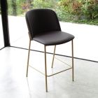 Stool with Metal Base and Faux Leather Seat Made in Italy - Ivy Viadurini
