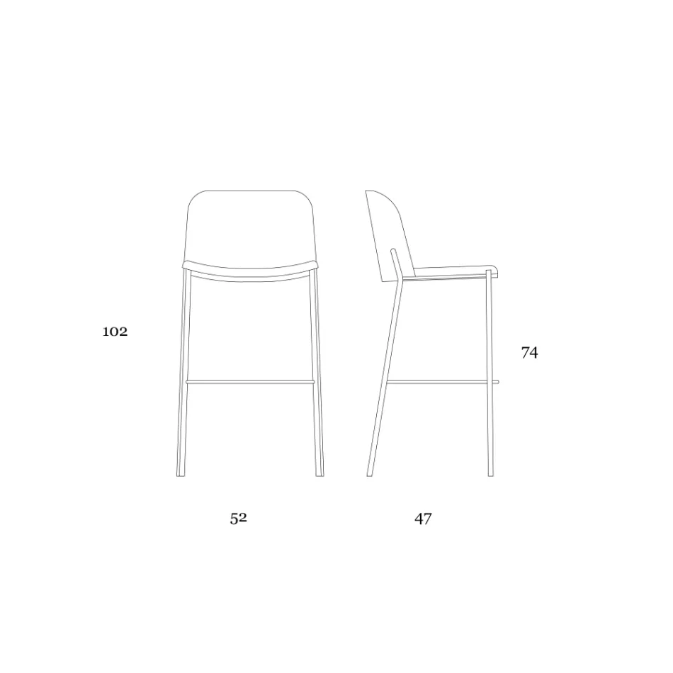 Stool with Metal Base and Faux Leather Seat Made in Italy - Ivy Viadurini