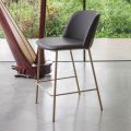 Stool with Metal Base and Faux Leather Seat Made in Italy - Ivy