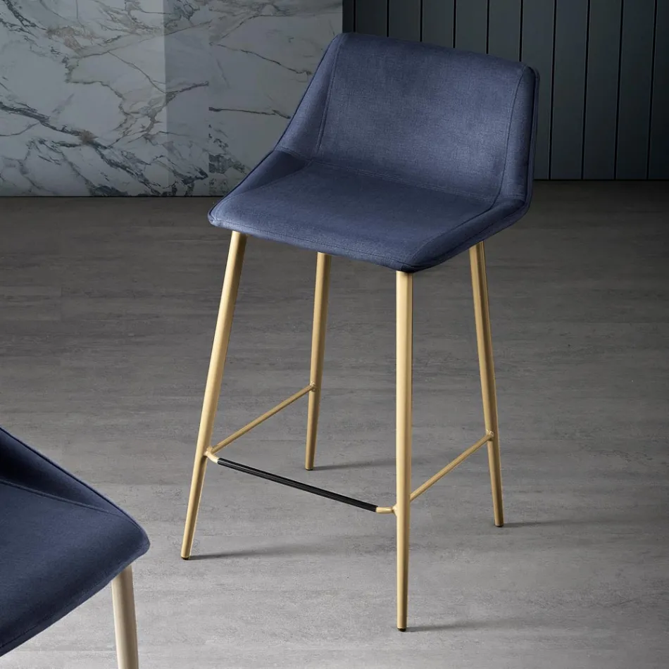 Stool with Metal Legs and Monocoque Fabric Seat Made in Italy - Hinata Viadurini