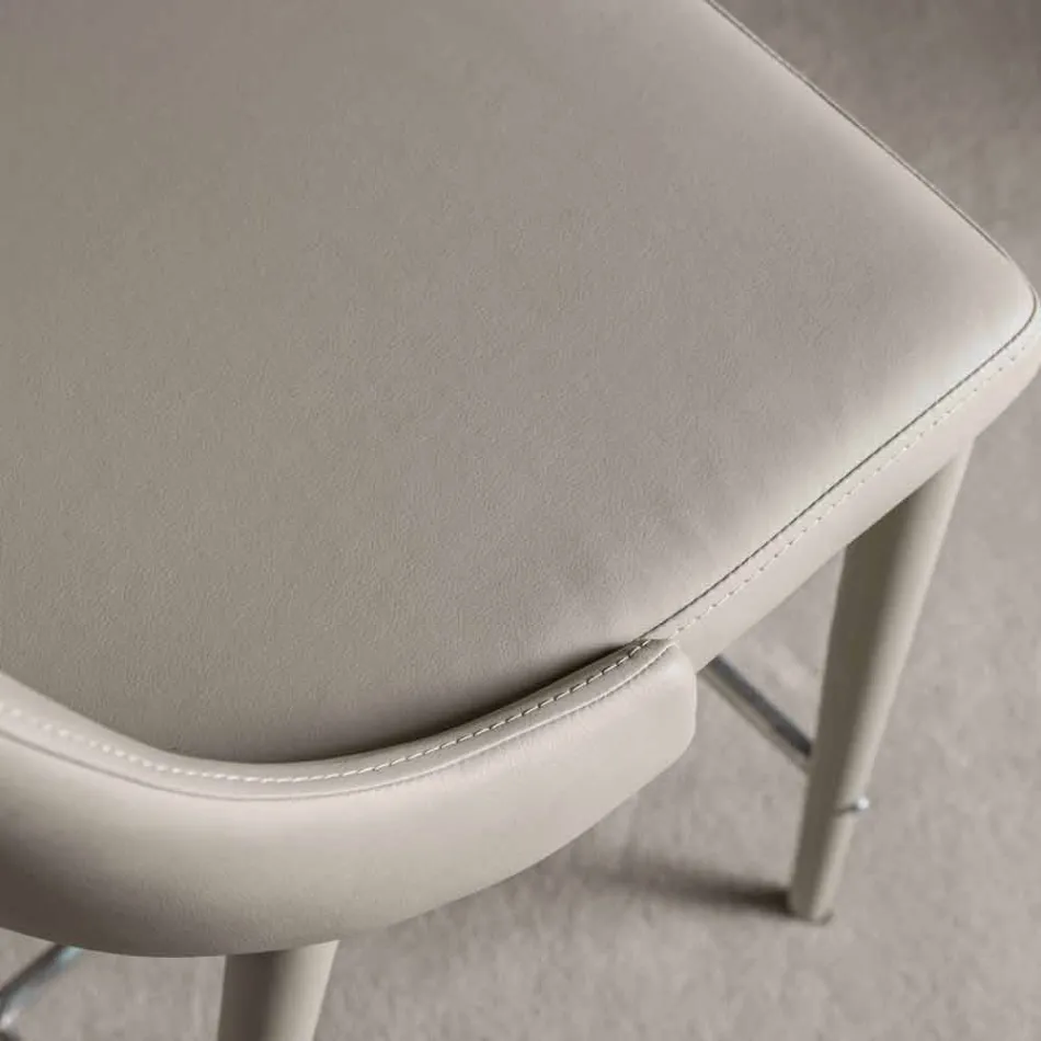 Stool with Backrest, Design Metal Base - Berenice Viadurini