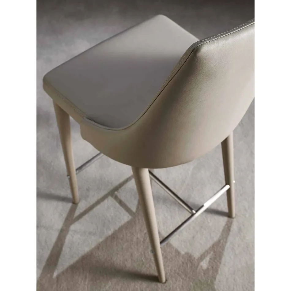 Stool with Backrest, Design Metal Base - Berenice Viadurini