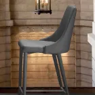 Stool with Backrest, Design Metal Base - Berenice Viadurini