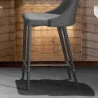 Stool with Backrest, Design Metal Base - Berenice Viadurini