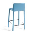 Stool with Low Back in Blue Leather Made in Italy - Delfino Viadurini