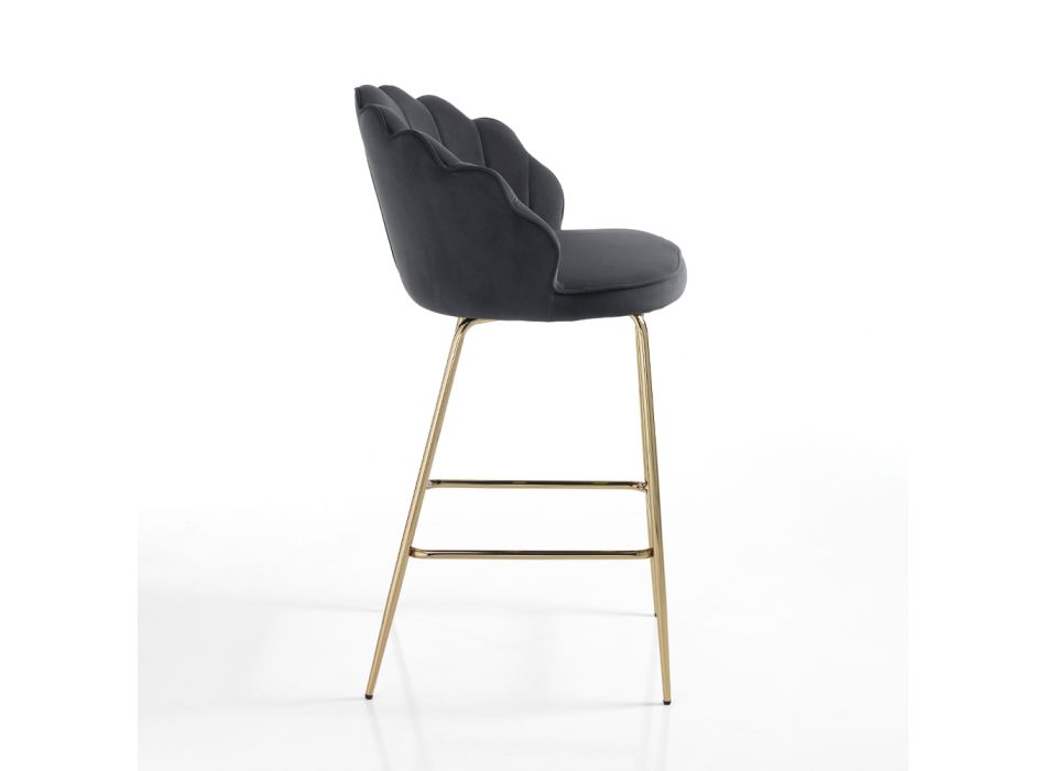Stool with Padded Seat Covered in Fabric - Silicon Viadurini