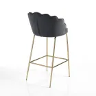 Stool with Padded Seat Covered in Fabric - Silicon Viadurini