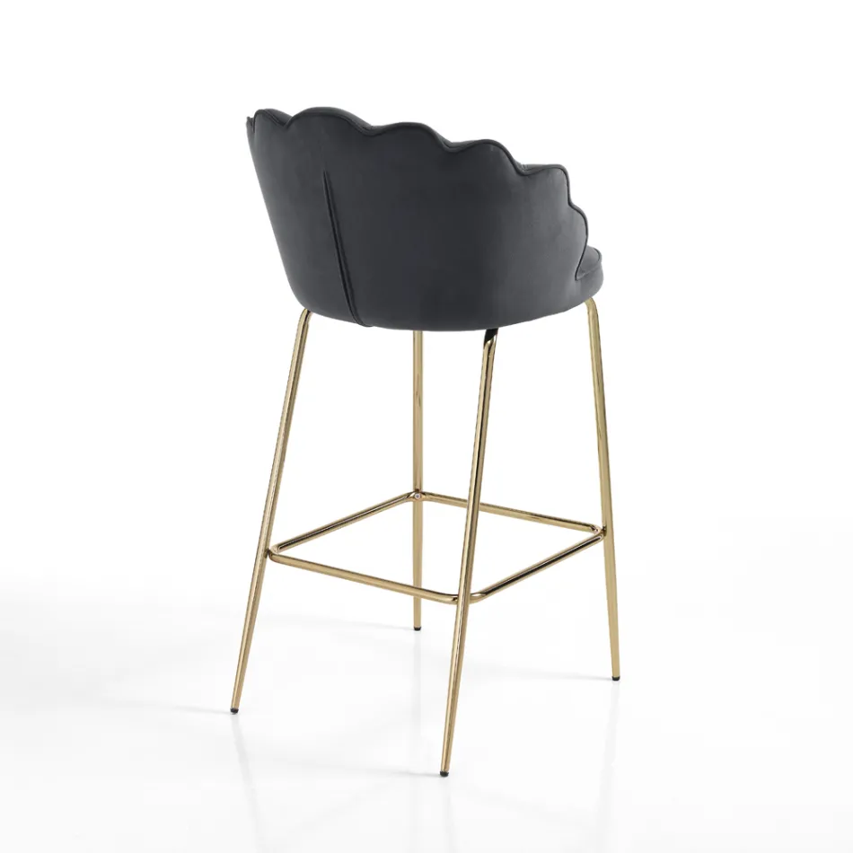 Stool with Padded Seat Covered in Fabric - Silicon Viadurini
