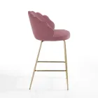 Stool with Padded Seat Covered in Fabric - Silicon Viadurini