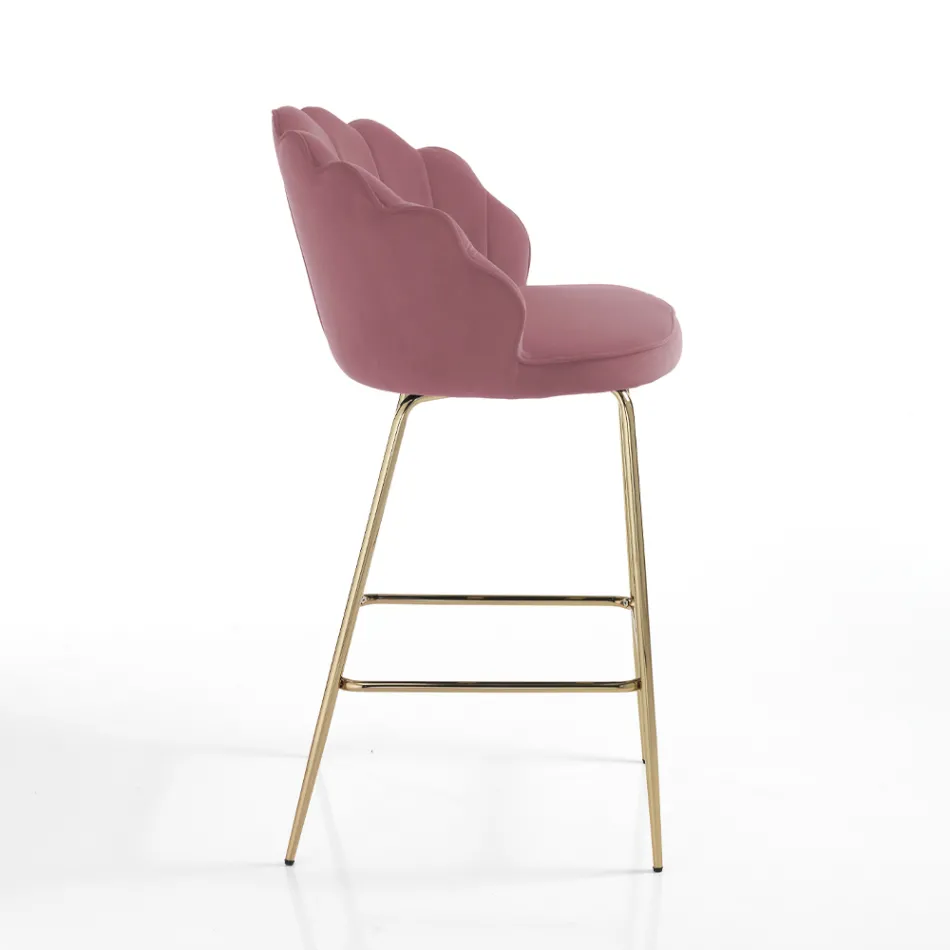 Stool with Padded Seat Covered in Fabric - Silicon Viadurini