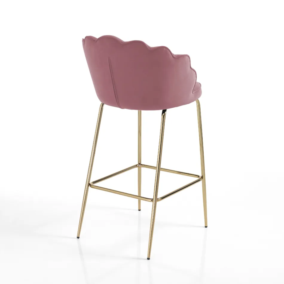 Stool with Padded Seat Covered in Fabric - Silicon Viadurini