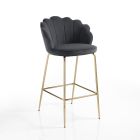 Stool with Padded Seat Covered in Fabric - Silicon Viadurini