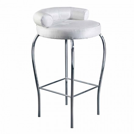 Stool with Steel Structure and Fabric Seat Made in Italy - Warsaw Viadurini