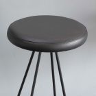 Stool with Black Metal Structure and Black Eco-Leather Seat - Miscia Viadurini