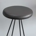 Stool with Black Metal Structure and Black Eco-Leather Seat - Miscia Viadurini