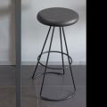 Stool with Black Metal Structure and Black Eco-Leather Seat - Miscia