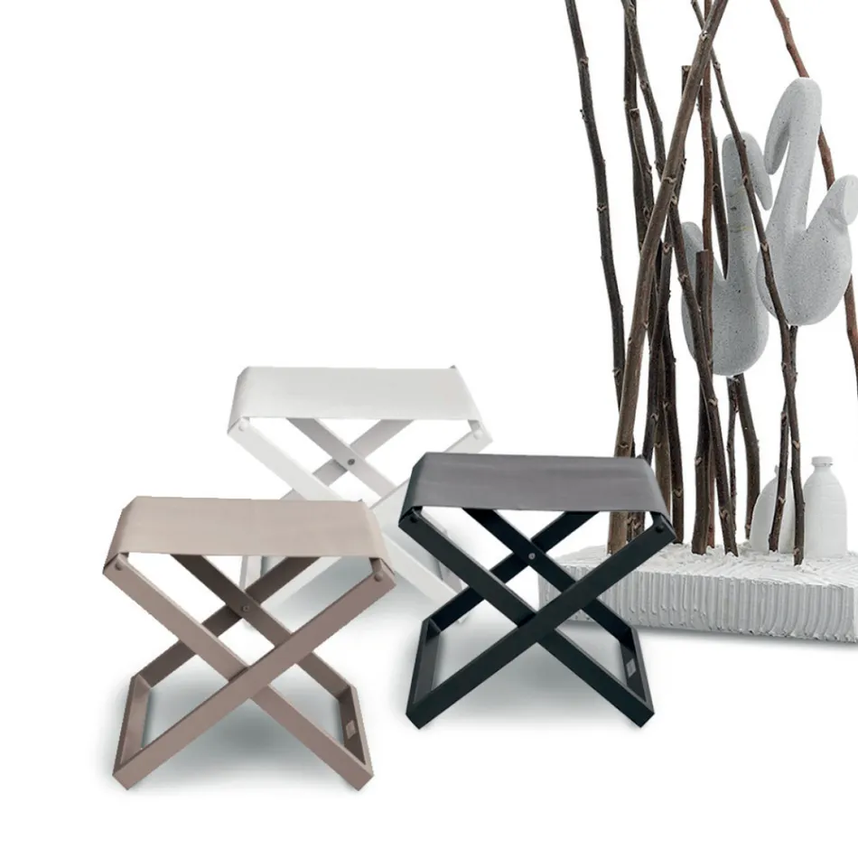 Outdoor Stool in Painted Aluminum and Textilene - Edward Viadurini