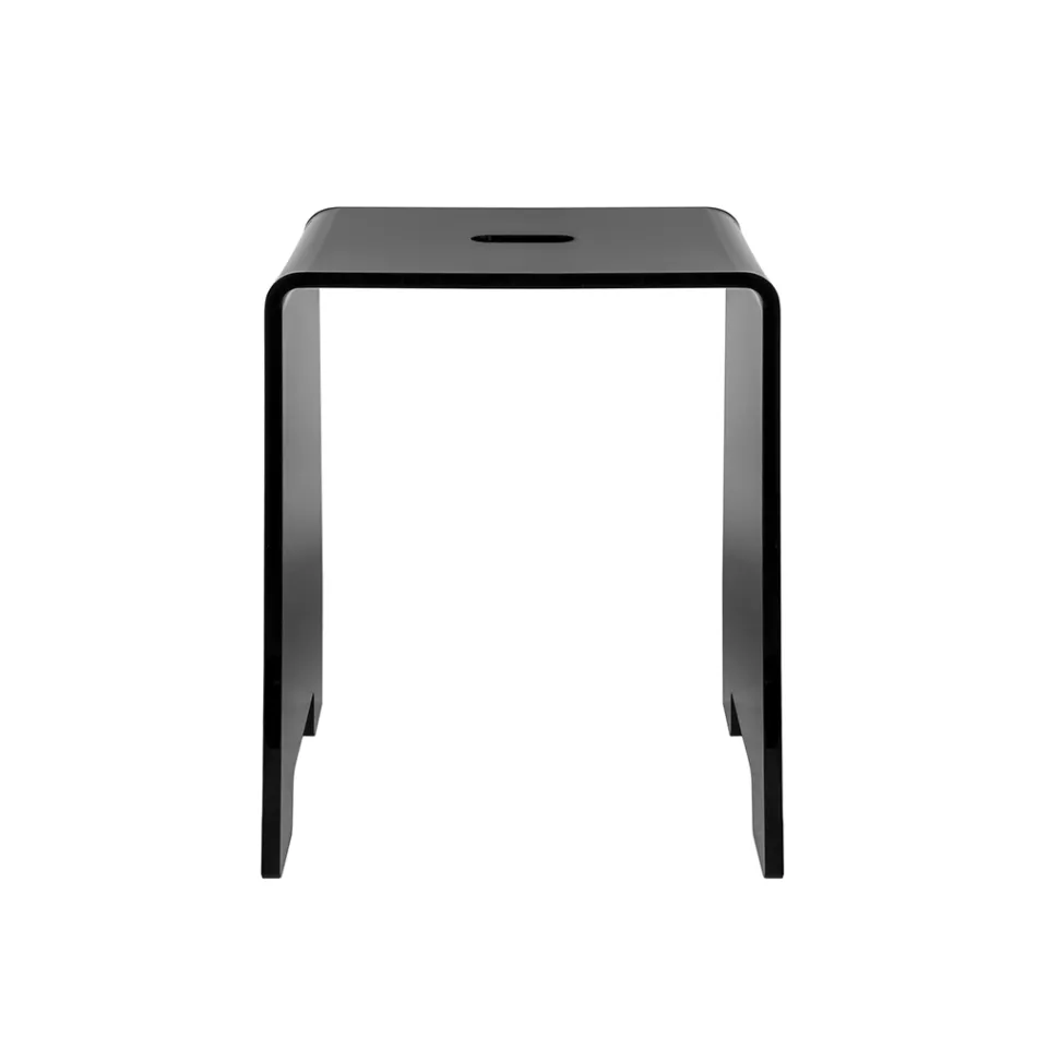 Penelope - Black Plexiglass Designer Bathroom Stool Made in Italy Viadurini