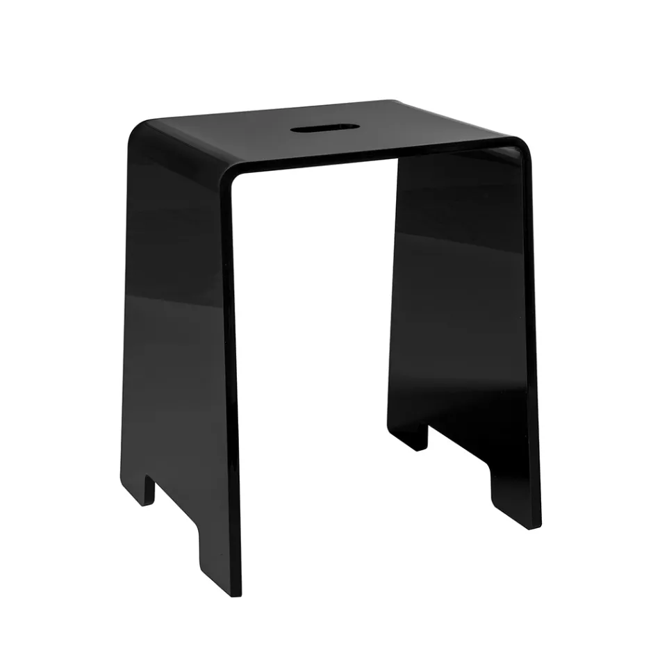 Penelope - Black Plexiglass Designer Bathroom Stool Made in Italy Viadurini