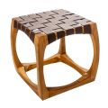 Designer Bathroom Stool Made of Teak with Woven Seat - Yucca