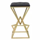 High Square Design Bar Stool in Iron and Fabric - Sillie Viadurini