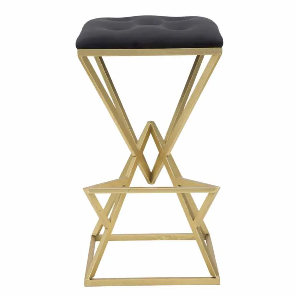 High Square Design Bar Stool in Iron and Fabric - Sillie Viadurini