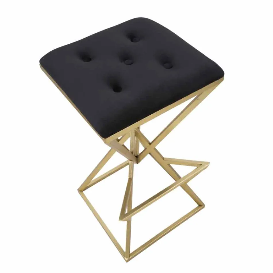 High Square Design Bar Stool in Iron and Fabric - Sillie Viadurini