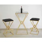 High Square Design Bar Stool in Iron and Fabric - Sillie Viadurini