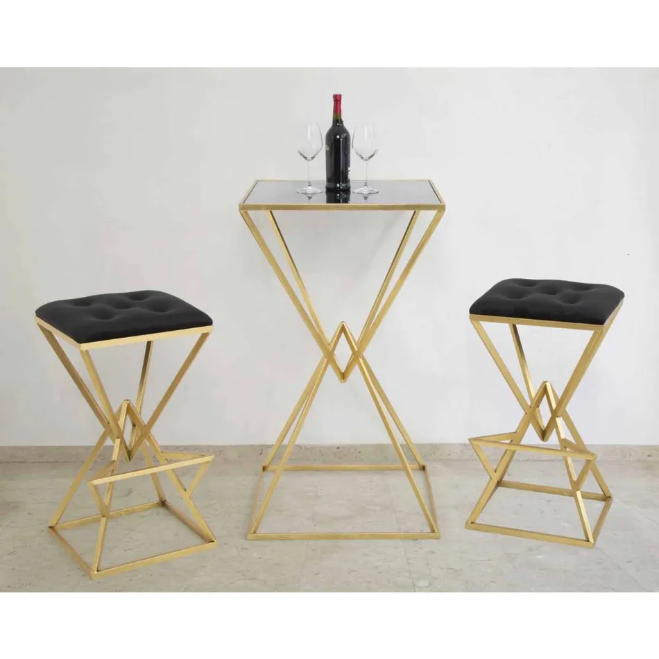 High Square Design Bar Stool in Iron and Fabric - Sillie Viadurini