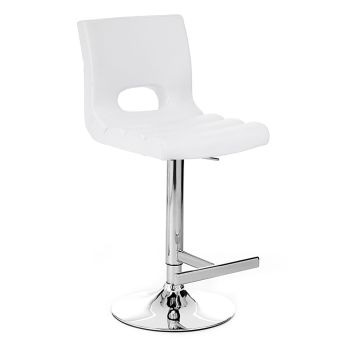 Bar Stool in White Synthetic Leather and Chromed Metal - Sorbillo