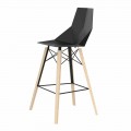 Indoor Bar Stool in Wood and Plastic Various Colors - Faz Wood by Vondom