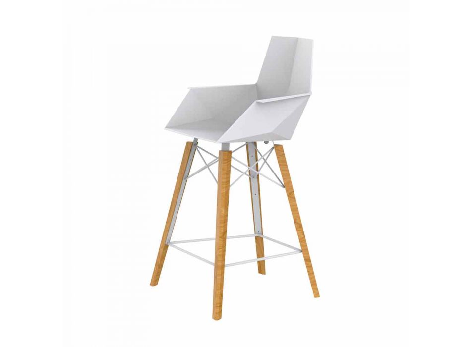 Kitchen Stool with Armrests in Wood and Plastic - Faz Wood by Vondom Viadurini