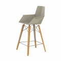 Kitchen Stool with Armrests in Wood and Plastic - Faz Wood by Vondom