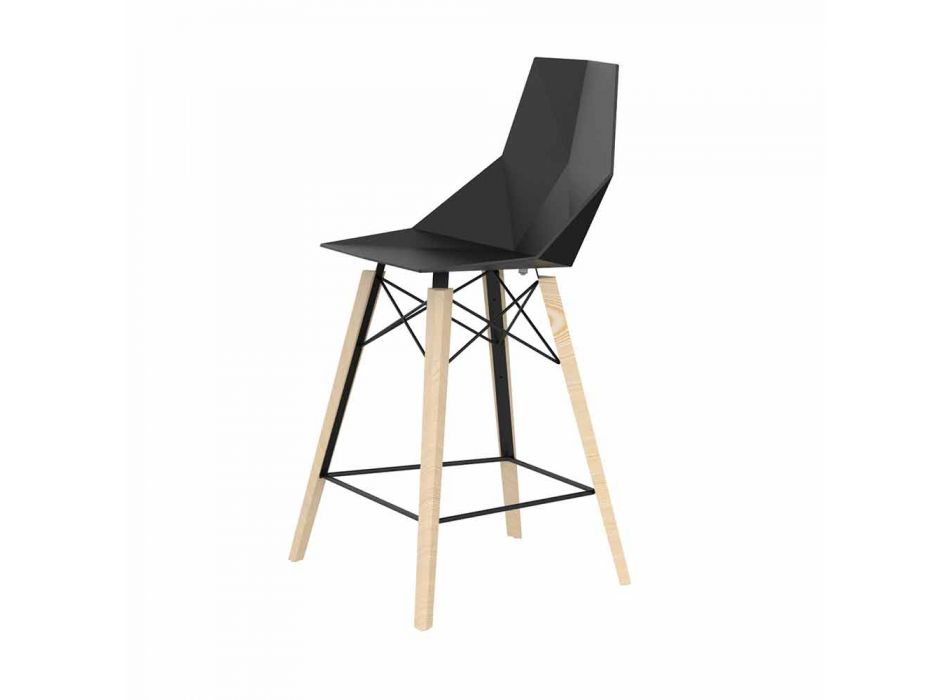 Design Kitchen Stool in Wood and Plastic Various Colors - Faz Wood by Vondom Viadurini