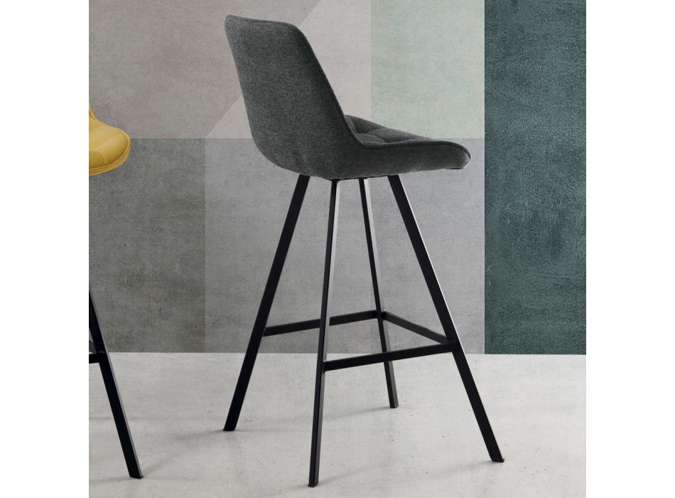 Upholstered Kitchen Stool with Metal Structure 2 Pieces - Raggia Viadurini