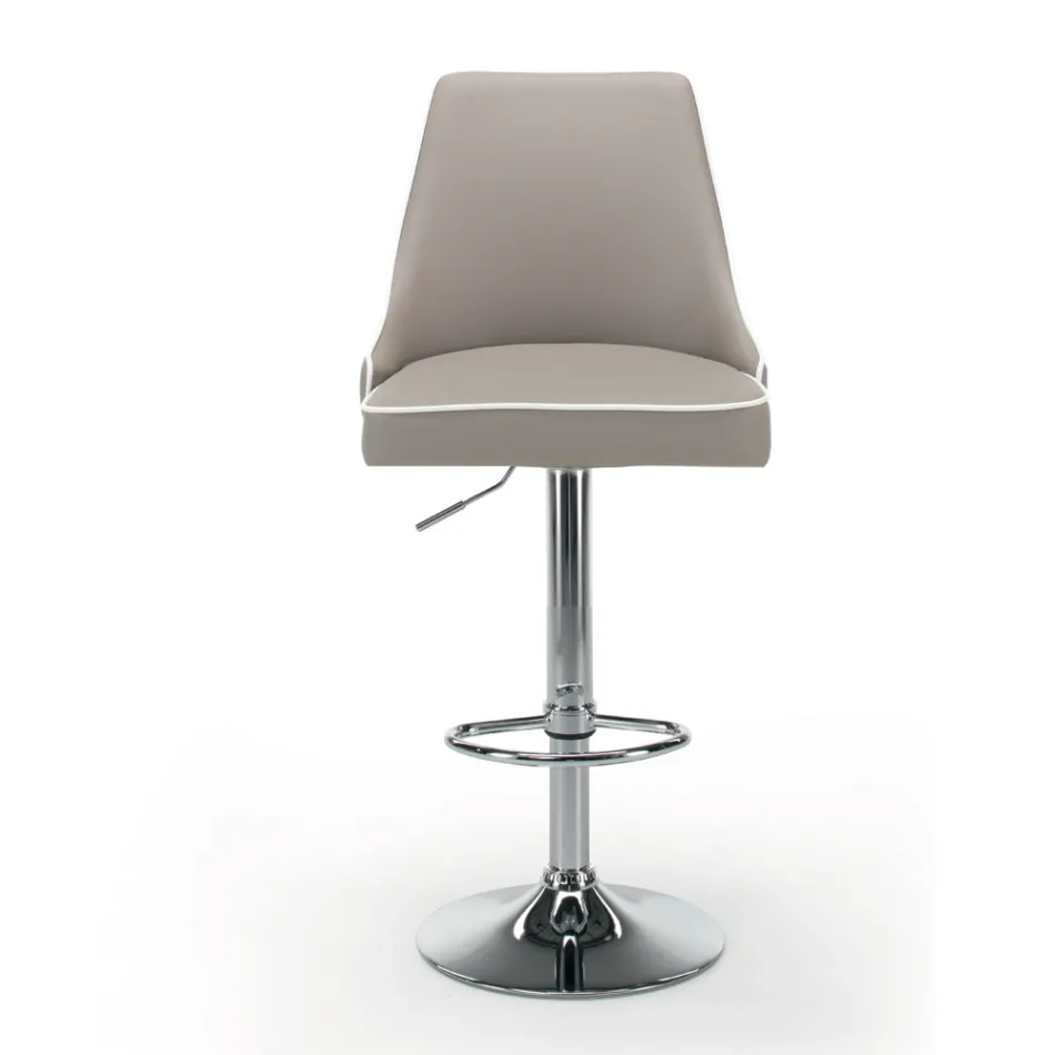 Kitchen Stool in Eco-Leather and Chromed Steel Made in Italy - Nirvana Viadurini