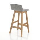 Kitchen Stool in Gray Fabric and Solid Wood 2 Pieces - Tonino Viadurini