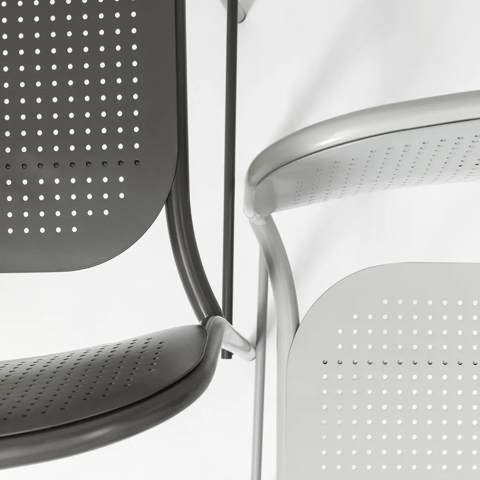 Outdoor Stackable Metal Stool Made in Italy 2 Pieces - Synergy Viadurini