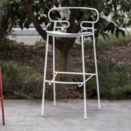 Outdoor Stool in Painted Metal and Polyurethane Made in Italy - Trosa Viadurini
