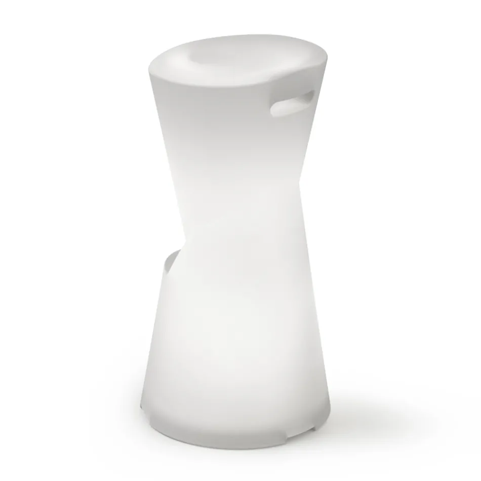 Luminous Outdoor Stool in White Polyethylene Made in Italy - Strawberry Viadurini