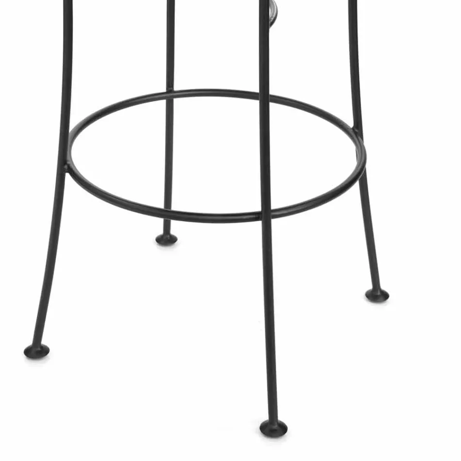 Handmade Iron Garden Stool with Footrest Made in Italy - Sireo Viadurini