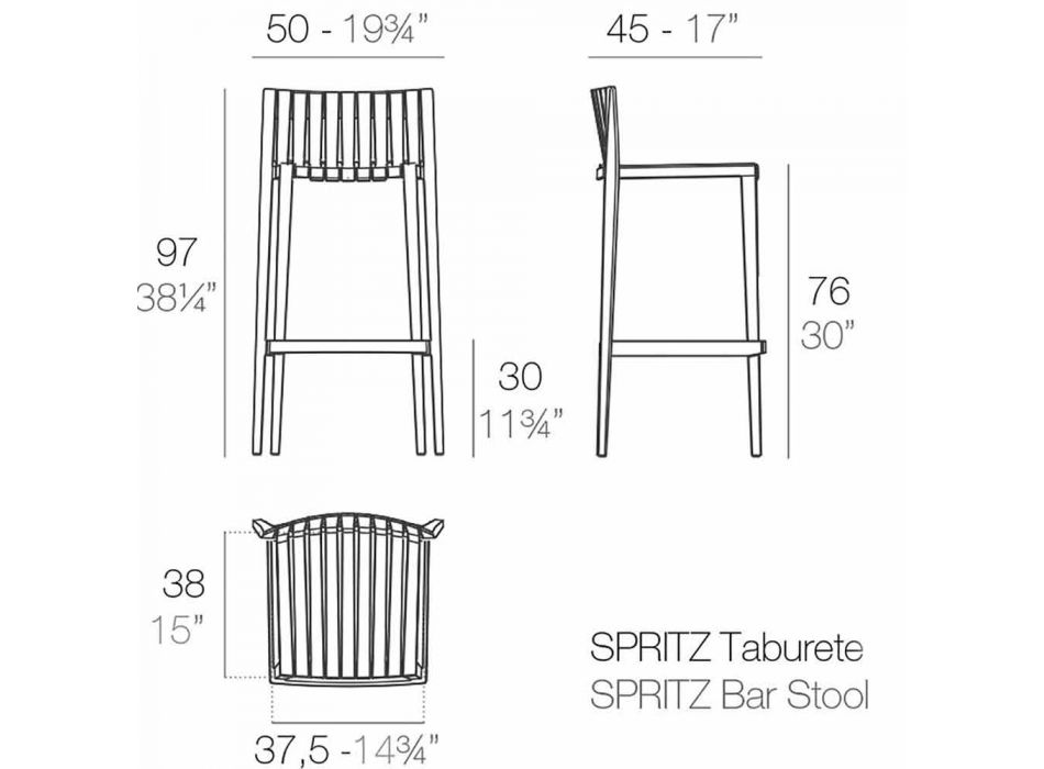 Vondom Spritz stackable H 97 cm garden stool in polypropylene Viadurini
