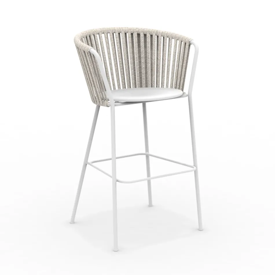 Stainless Steel Garden Stool and Rope Backrest - Luxura Viadurini